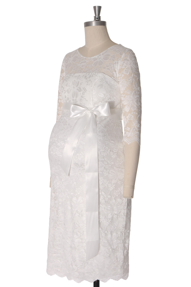 robe de mariée courte moulant enceinte dentelle manches courtes