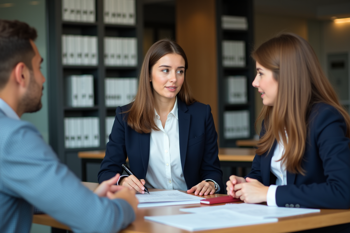 Jeune femme professionnelle discutant au bureau