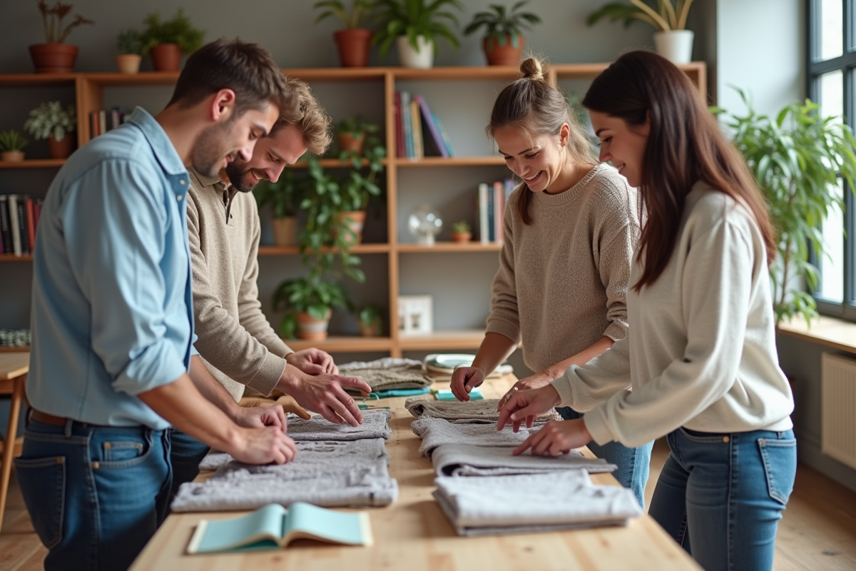Groupe de quatre adultes lors d'un échange communautaire