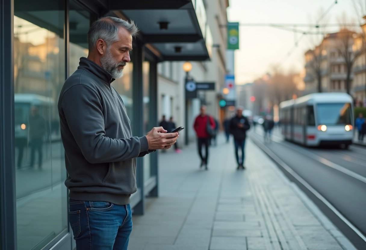 Homme utilisant son smartphone près d