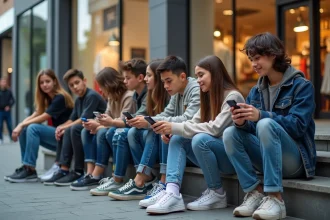 Groupe d'adolescents en streetwear dans la ville