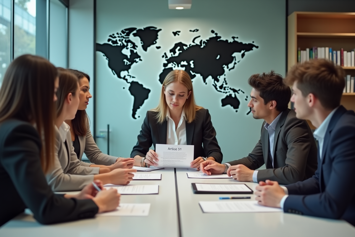 Groupe de jeunes professionnels en discussion autour d